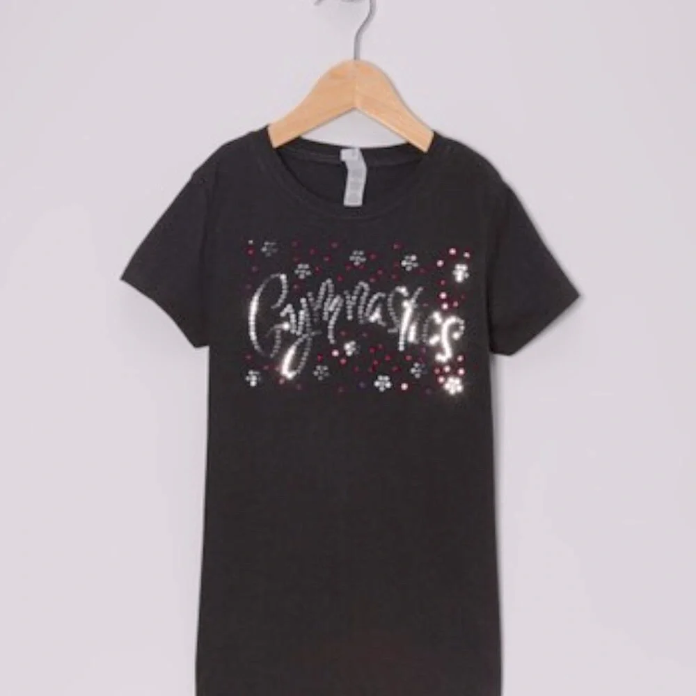 ❗️LAST CHANCE- 100% Cotton NEXT LEVEL APPAREL Girls Sequined Gymnastics T-Shirt - Picture 1 of 3